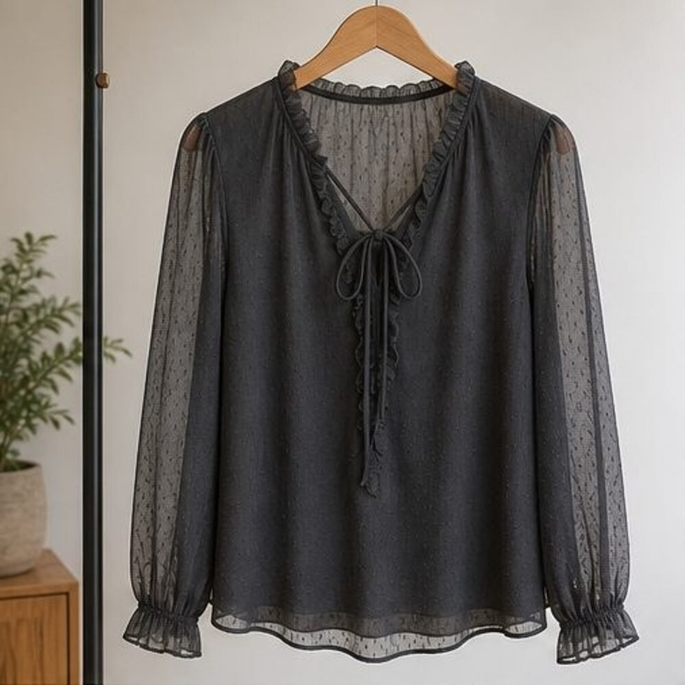 Charcoal Wrap Blouse